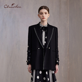 CHARFEN朝峰秋季 0022A 外套CFE3C012 新款 轻奢优雅重工钉珠西装