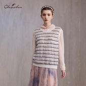 CHARFEN朝峰优雅百搭套头圆领无袖 针织上衣女CFE3A330 3037C