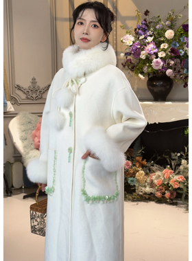 CHARFEN温柔风毛呢大衣毛领中长款高级感毛呢外套CFE5F982-T036V