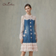 百搭显瘦重工牛仔拼接蕾丝连衣裙CFF1A802 CHARFEN春季 新款 8003L