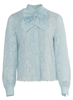 CHARFEN法式浪漫风蝴蝶结蕾丝衬衫长袖优雅上衣女CFF3A832-8032T