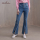 CHARFEN朝峰秋季 1068P CFE3B131 新款 百搭显瘦绣花微喇牛仔裤