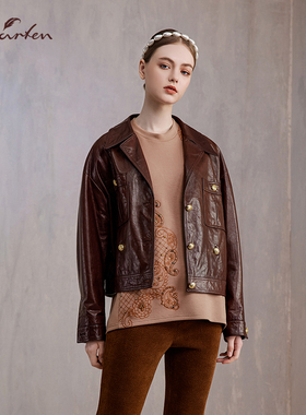 CHARFEN春季新款时尚百搭显瘦美拉德羊皮衣外套CFE3D332-3070W