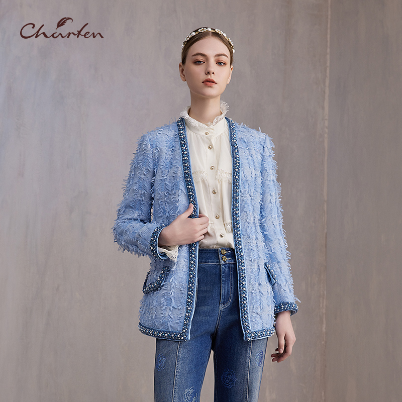 精致小香风亮片钉珠外套