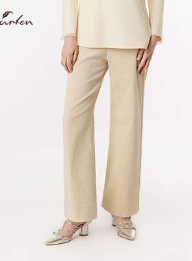 CHARFEN极简风高腰阔腿裤女垂感显瘦遮臀直筒长裤CFF3C361-3099D