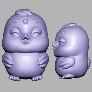 卡通生肖鸡圆雕图雕刻机图纸stl小鸡三维立体图3d打印模型文件625