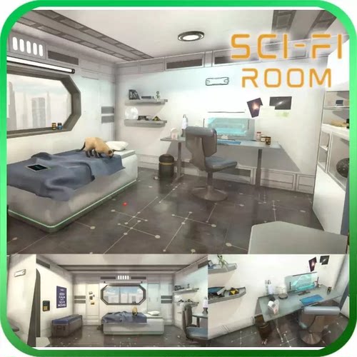Unity3D 科幻未来卧室房间室内场景 Sci-Fi Room 1.0