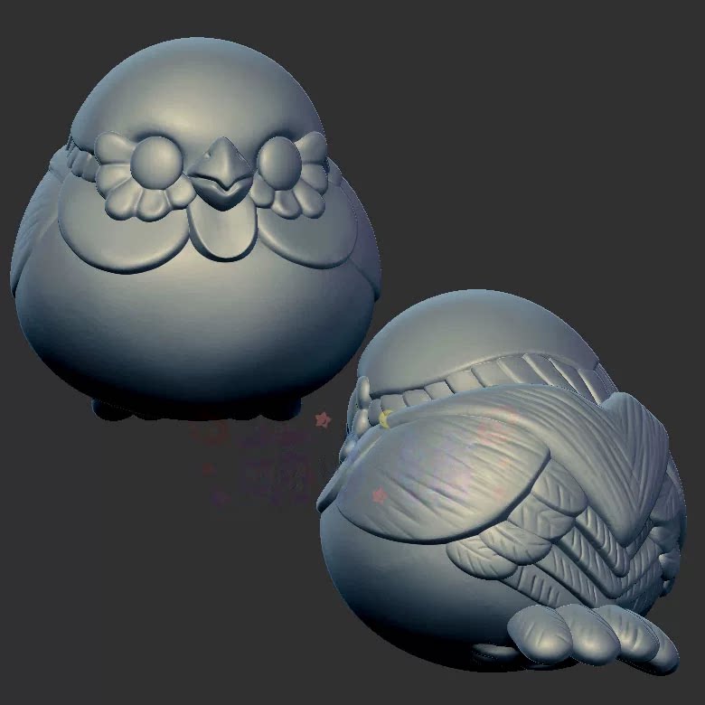 鸟猫头鹰小鸟三维立体图3d打印stl文件圆雕图雕刻机3d模型2614