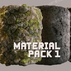 10个Substance Designer风格化悬崖墙壁岩石地面材质sbs地表苔藓