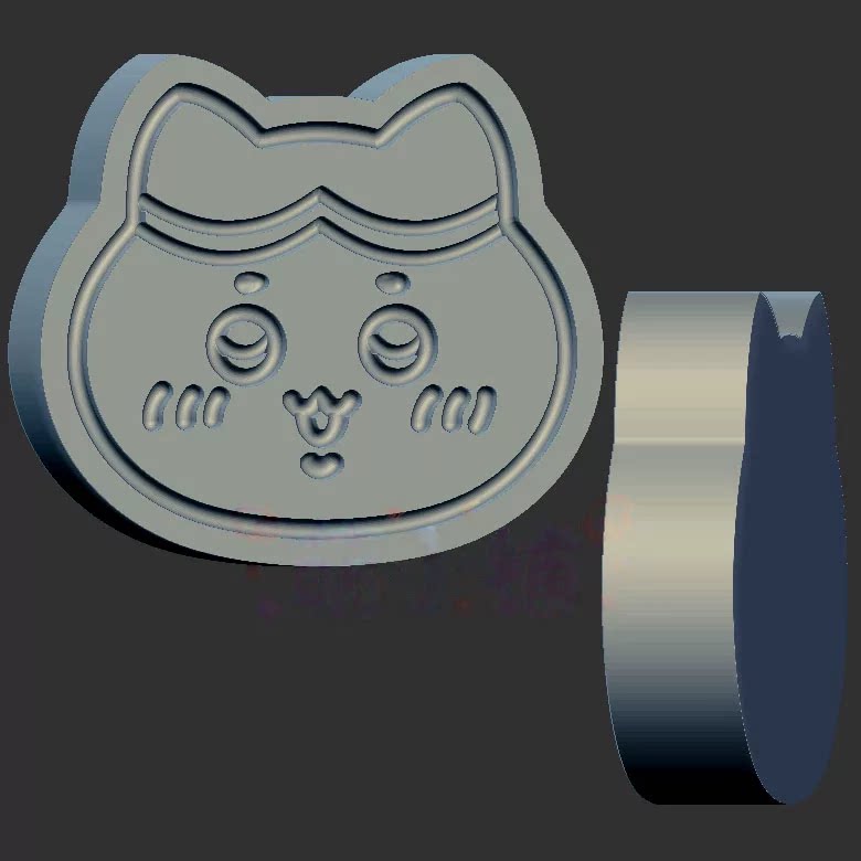 小八猫饼干三维立体图3d打印stl文件圆雕图雕刻机3d模型2511