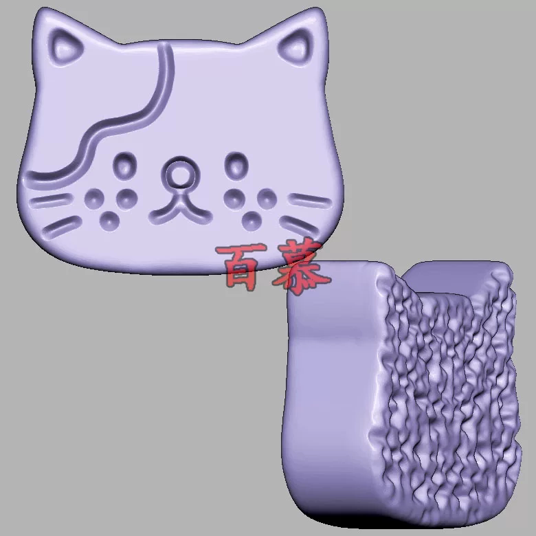 小猫饼干猫咪三维立体图圆雕图STL文件雕刻机3D模型2990