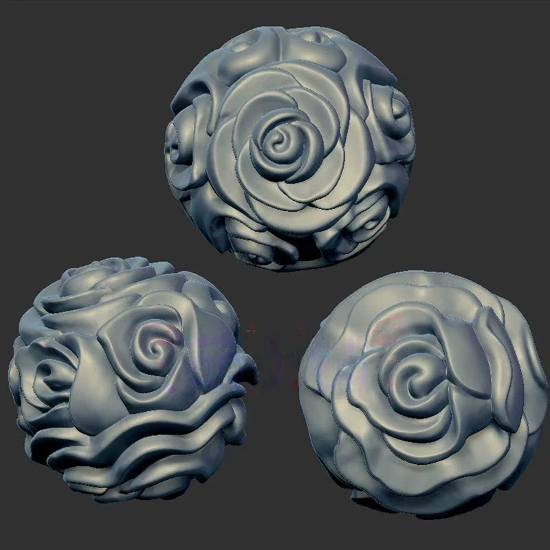 玫瑰花珠子手串三维立体图圆雕图图纸stl文件雕刻机3d模型602