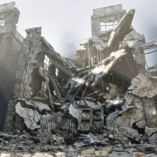 UE5.3末日战后废弃城市大楼建筑废墟遗迹Destruction Site