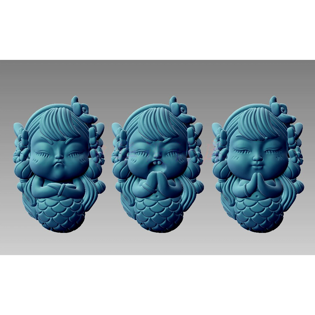 三不美人鱼 STL三维立体圆雕图玉雕3D打印