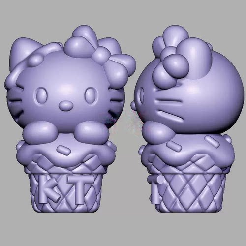 冰淇淋kt猫三维立体图电脑圆雕雕刻图纸stl文件3d打印模型1990