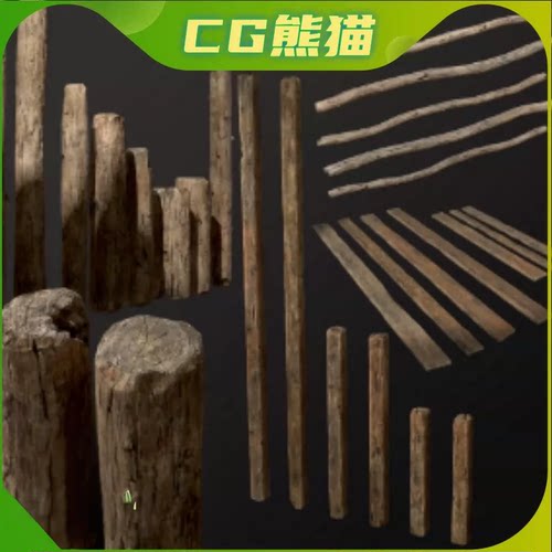 UE4虚幻5 Old Wooden planks poles and beams 26 pieces 老木头