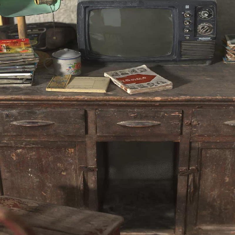 c4dfbx80年代老式电视机老房子写实3d模型场景源文件psd素材oc渲