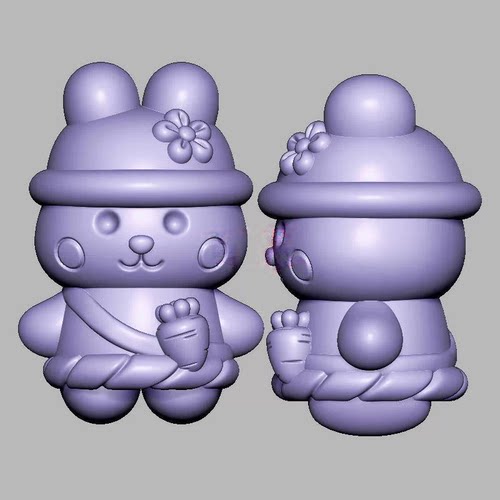 萝卜小兔子三维立体图电脑圆雕雕刻图纸stl文件3d打印模型1522