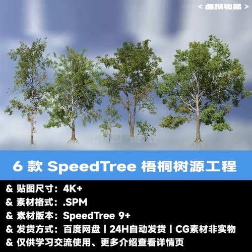 6款SpeedTree梧桐树源工程 树木软件SpeedTree工程文件 spm影视版