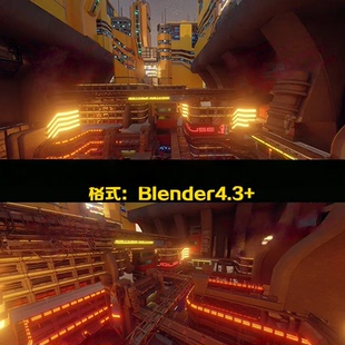 Blender赛博朋克新能源科幻霓虹城市摩天大楼场景环境3d模型工程