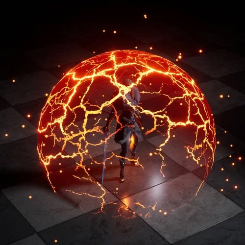 UE4UE5魔法能量防护罩火焰金光护盾特效Magic Shields VFX