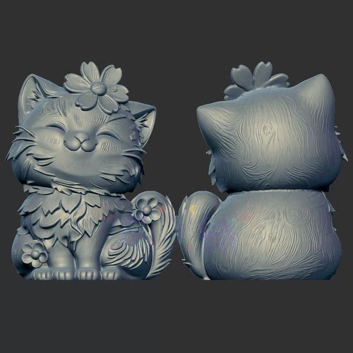 花猫小花猫小猫三维立体图stl文件圆雕图雕刻机3d打印模型2749