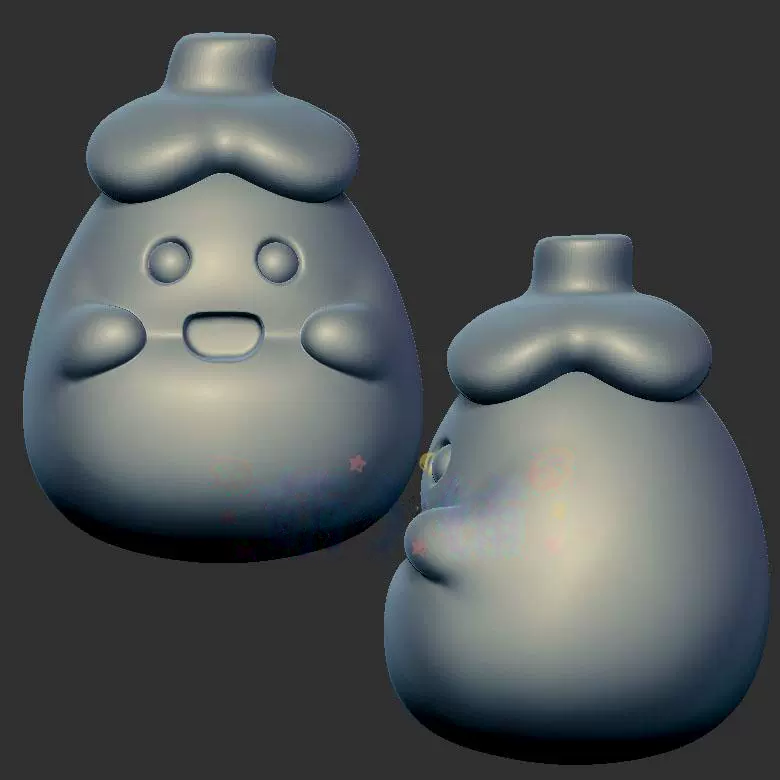 蔬果茄子娃娃三维立体图3d打印stl文件圆雕图雕刻机3d模型2397