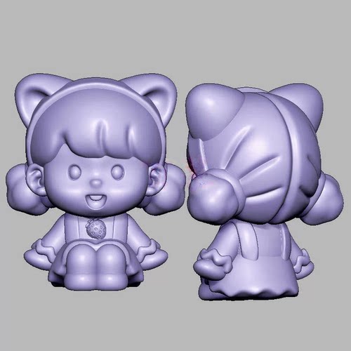 小猫草莓女孩三维立体图电脑圆雕雕刻图纸stl文件3d打印模型1529