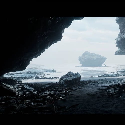 UE5.5写实冰岛黑色海边沙滩悬崖洞穴岩石Black Beach - Iceland