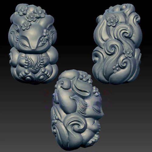 狐狸九尾狐三维立体图圆雕图stl文件雕刻机3d模型1669