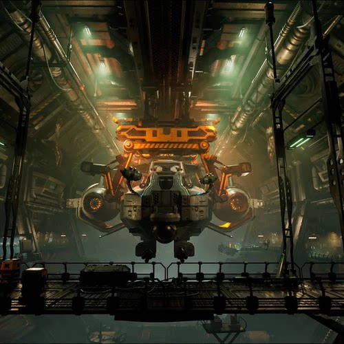 UE5.5飞船机库Sci-Fi Spaceship Hangar Futuristic Industrial
