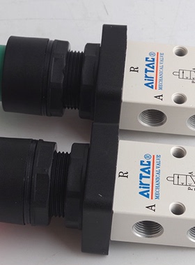 3口2位机械阀原装亚德客蘑菇头按钮型手动阀S3PM-M5 06 08R G B