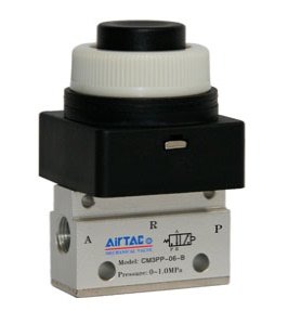 3口2位机械阀原装亚德客凸头按钮型手动阀CM3PP-M5 06 08R G B Y