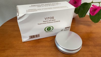 意大利vitos剃须皂传统手工杏仁烟草味男士剃须膏100G含铝盒分装