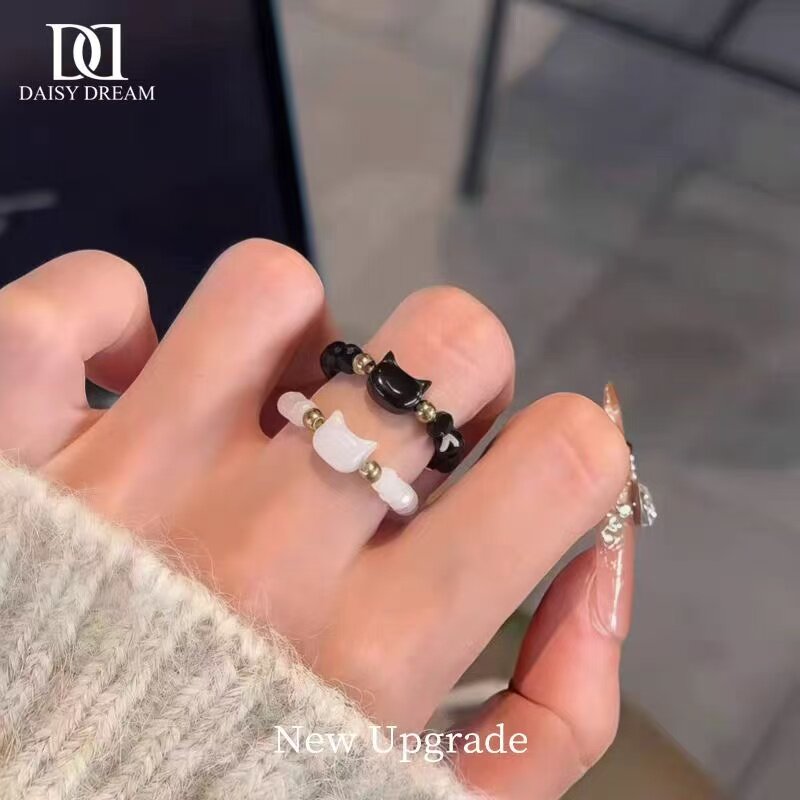 闺蜜戒指ins抖音同款贝壳猫咪学生小众高级颜值掉色女生礼物
