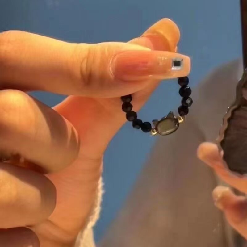 贝壳猫咪抖音同款闺蜜戒指ins学生小众高级颜值掉色女生礼物
