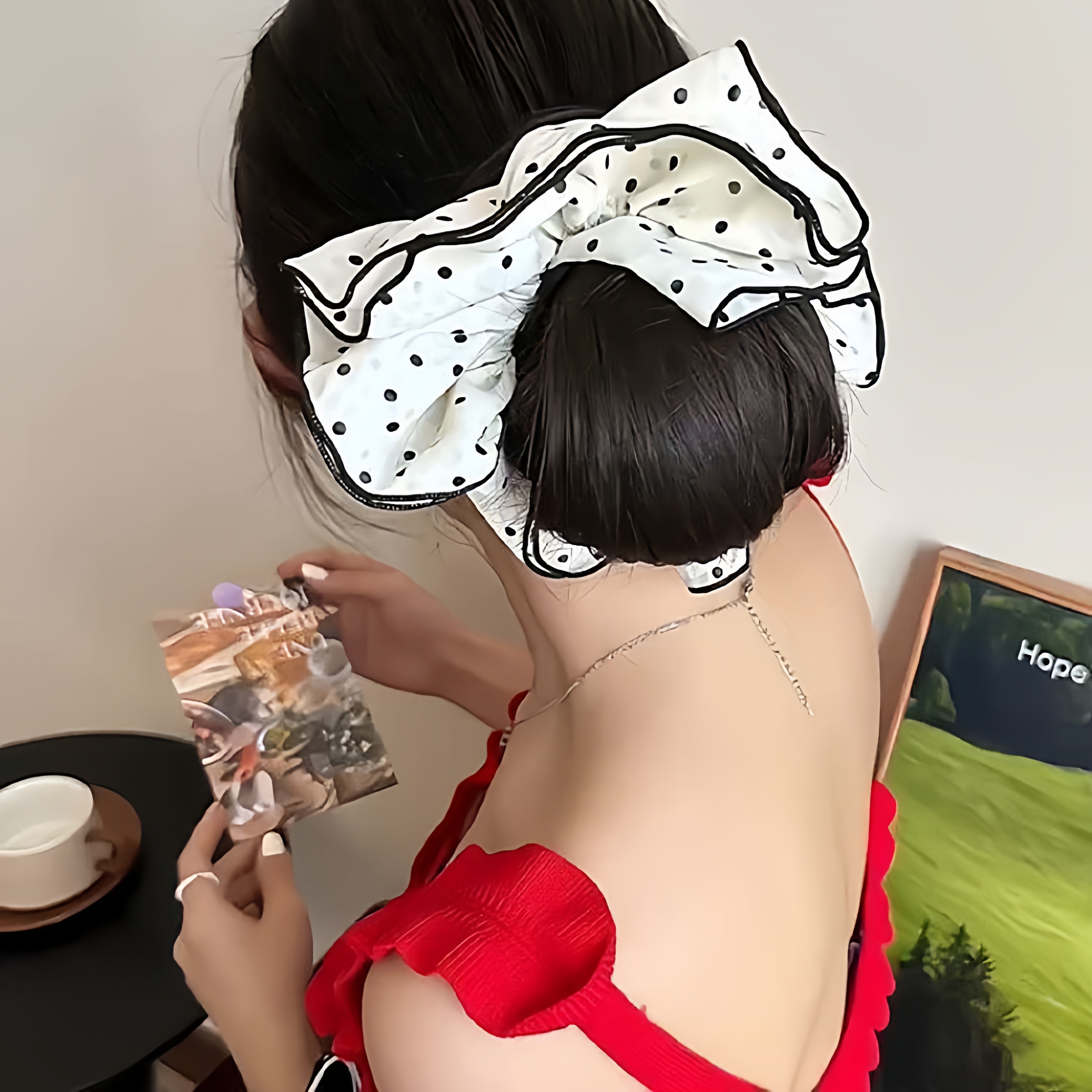 温柔蕾丝超大波点裙摆发圈