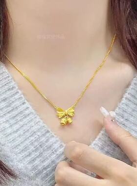 精致轻奢情人节礼物在逃公主蝴蝶结铃兰花项链女气质小众锁骨链