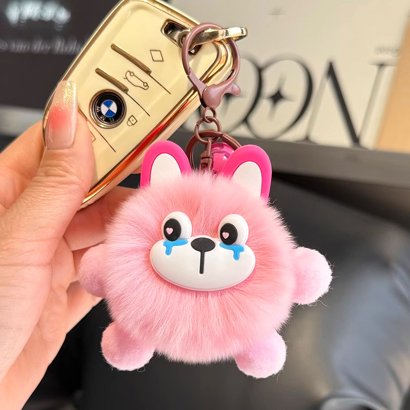 精致公仔挂饰卡通玩偶真獭兔毛可爱小煤球包包挂件书包汽车钥匙扣