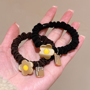 韩式轻奢风金色花朵头绳发圈女扎头发的橡皮筋ins高颜值发绳发饰