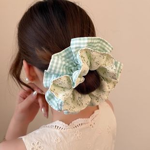 简约甜美风头饰韩系慵懒碎花撞色高弹力大肠发圈高级感扎头发发圈
