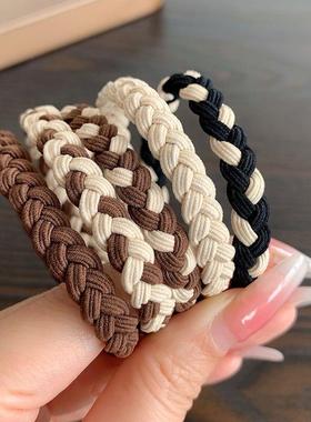 奶茶色辫子头绳发圈高级感扎头发小皮筋女百搭简约发绳头饰发饰品