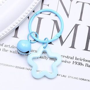 亚克力星星可爱彩色钥匙扣圈环铃铛书包diy锁扣挂饰咕卡配饰配件