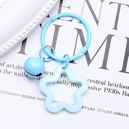 亚克力星星可爱彩色钥匙扣圈环铃铛书包diy锁扣挂饰咕卡配饰配件