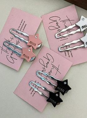 银灰色小发卡碎发夹高级感bb夹刘海夹字母发夹网红五角星鸭嘴边夹