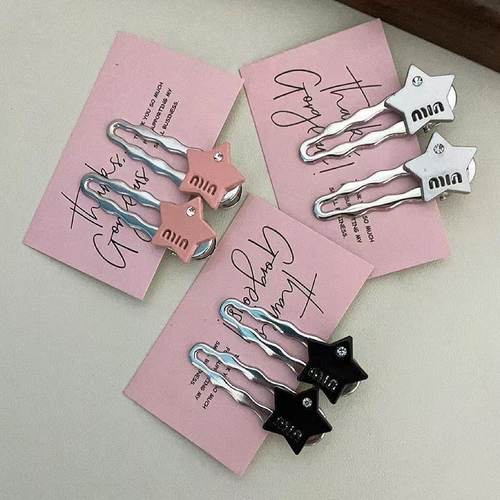 银灰色小发卡碎发夹高级感bb夹刘海夹字母发夹网红五角星鸭嘴边夹