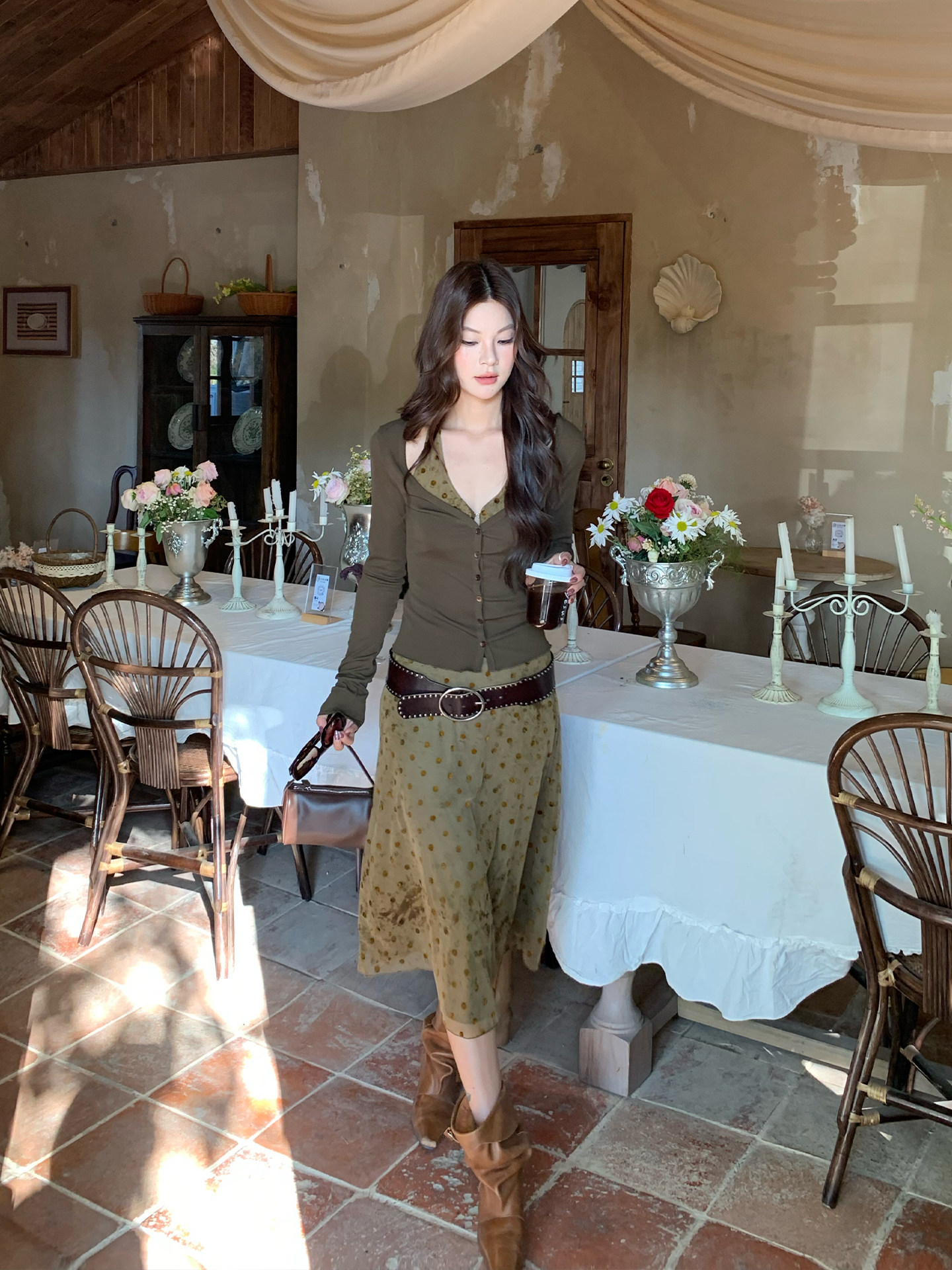 马儿MAR винтажная флокированная юбка-миди А-силуэта в горошек с сетчатыми вставками для женщин весна-лето