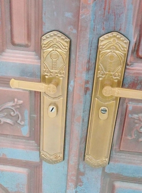 通用型不分左右把手孔距235双活黄古门锁入户门左右可调别墅仿铜