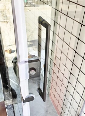 把手枪灰色L型木门极窄极简拉手移门304不锈钢推拉门玻璃门浴室