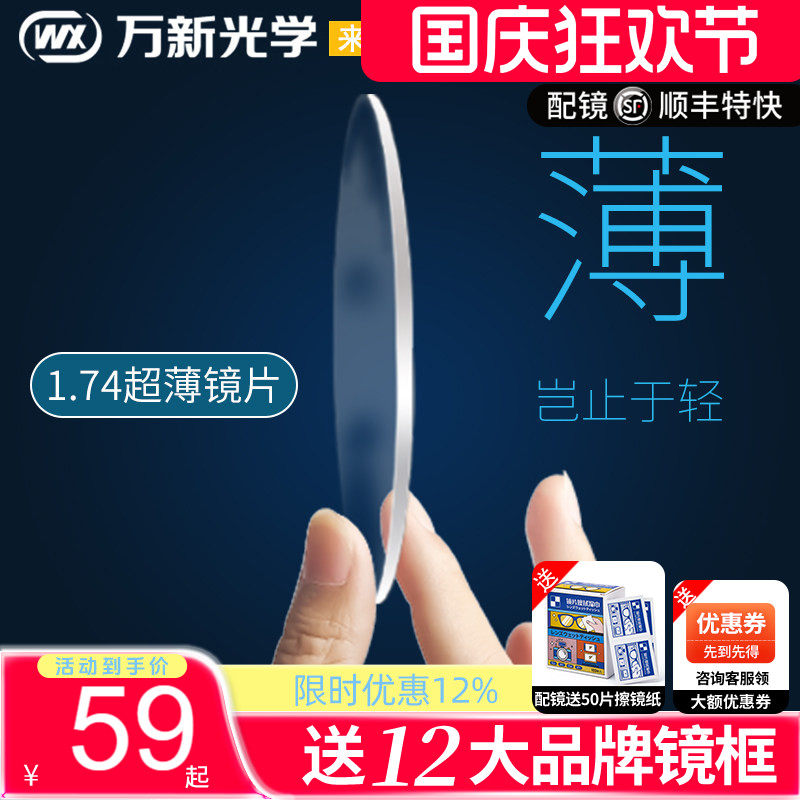 万新1.74近视配镜片防蓝光变色